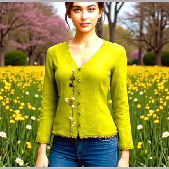 Vasari Women’s Cardigan With Fringe Details. Green. Medium NWT - Picture 12 of 12